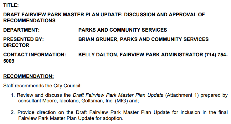 Six Questions for Today’s Big Item: The Draft Fairview Park Master Plan ...